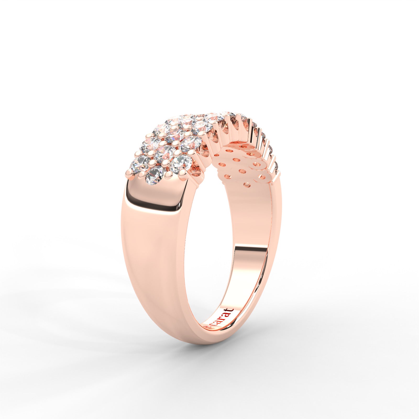 0.93 CARAT Round Moissanite Three Row Pave Anniversary Band in 14K Yellow Gold Plated