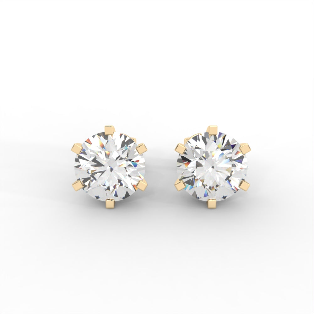 Round Moissanite Stud Earrings - 1 CARAT in 14K White Gold Plated