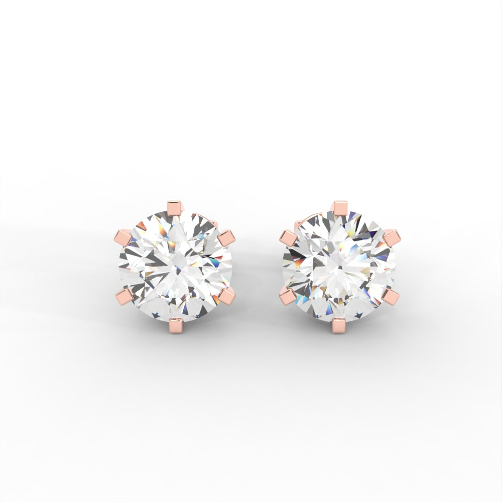 Round Moissanite Stud Earrings - 1 CARAT in 14K White Gold Plated