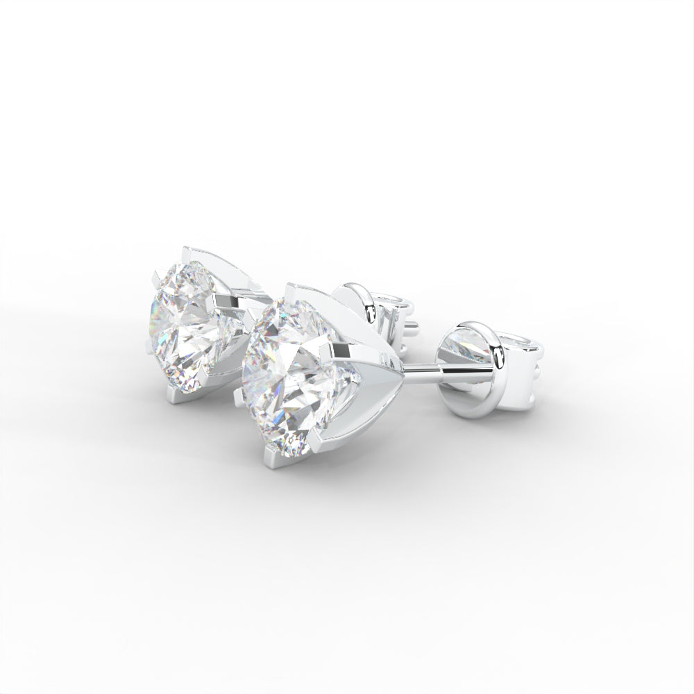 Round Moissanite Stud Earrings - 1 CARAT in 14K White Gold Plated