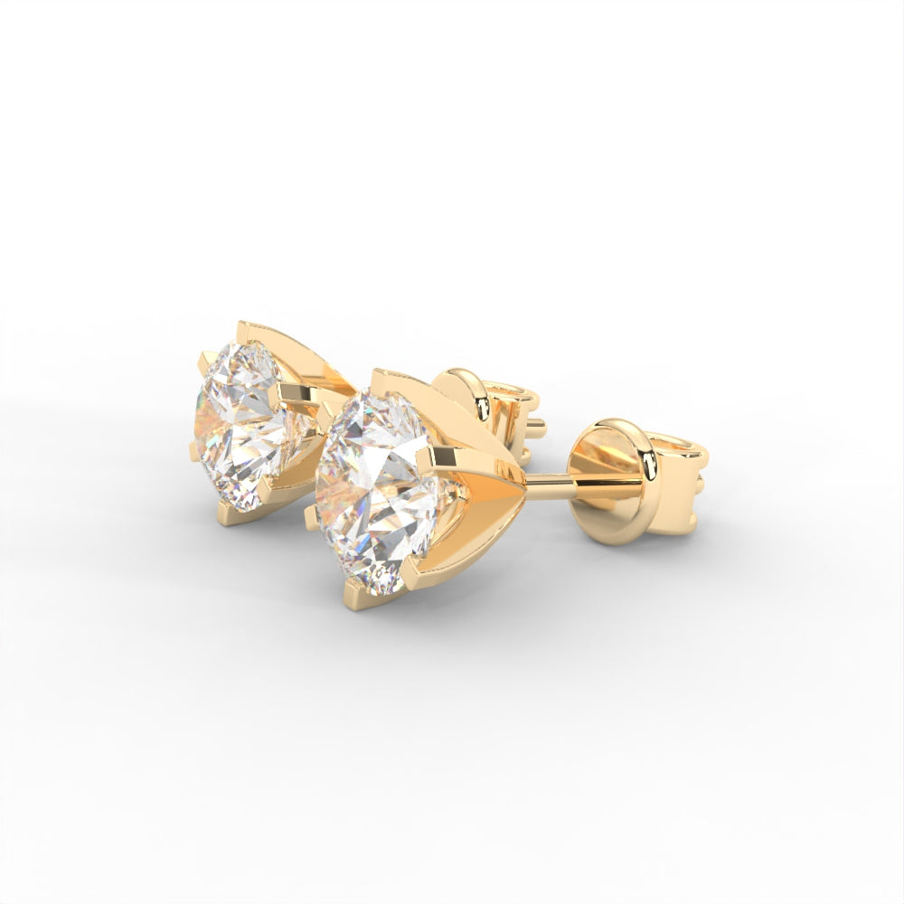 Round Moissanite Stud Earrings - 1 CARAT in 14K White Gold Plated