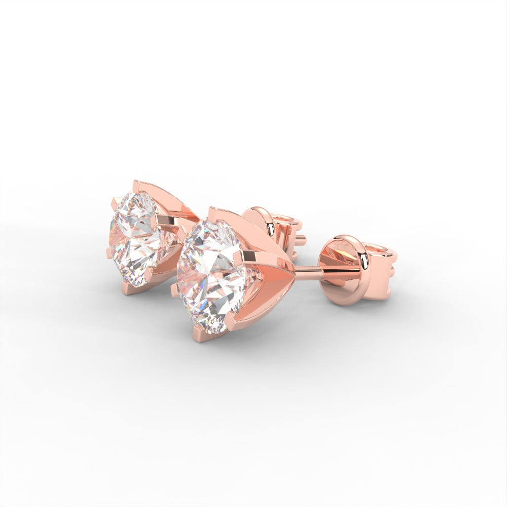 Round Moissanite Stud Earrings - 1 CARAT in 14K White Gold Plated