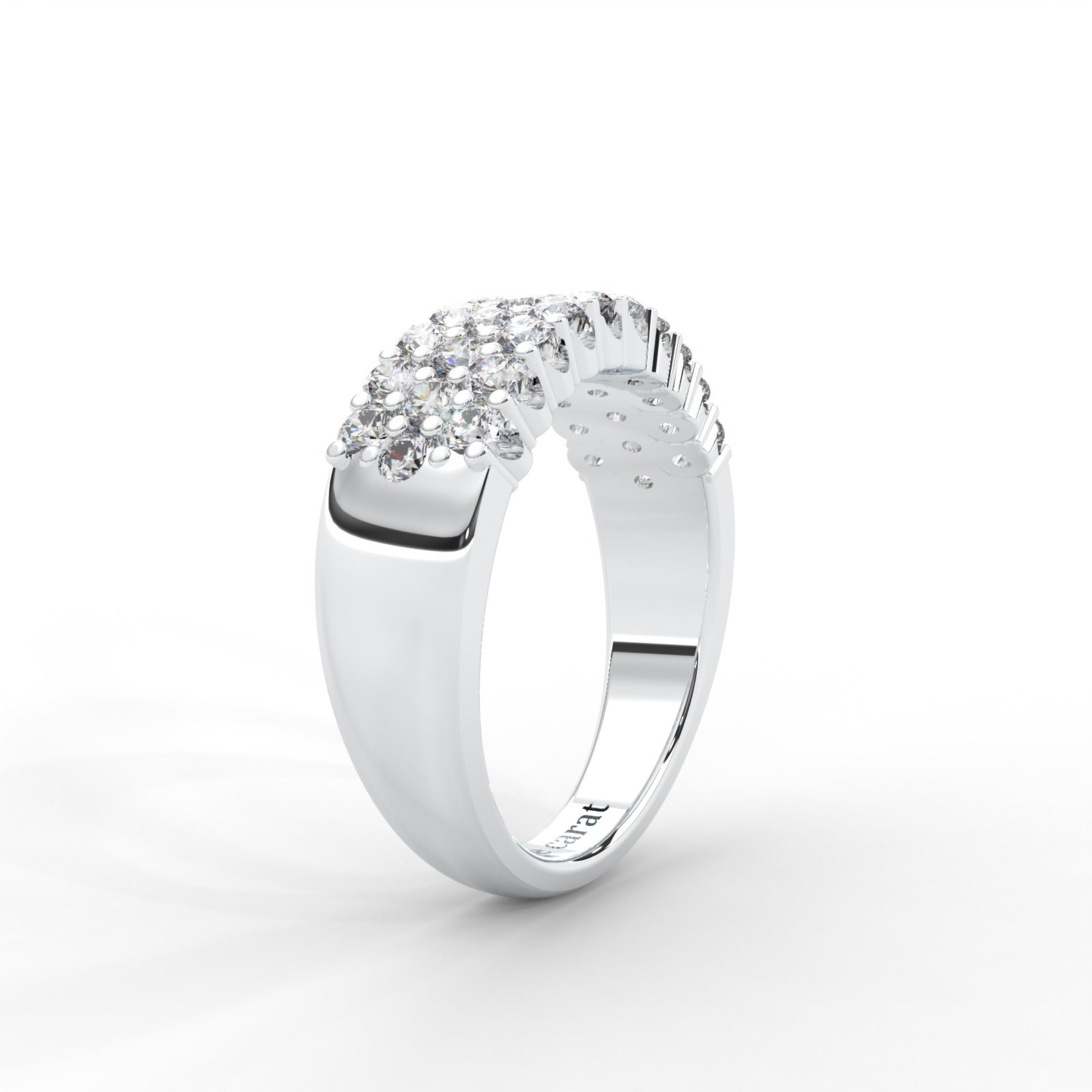 0.93 CARAT Round Moissanite Three Row Pave Anniversary Band in 14K Yellow Gold Plated