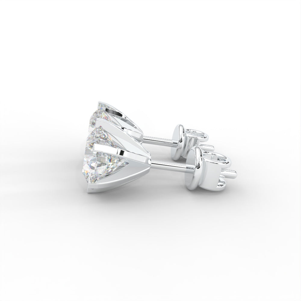 Round Moissanite Stud Earrings - 1 CARAT in 14K White Gold Plated