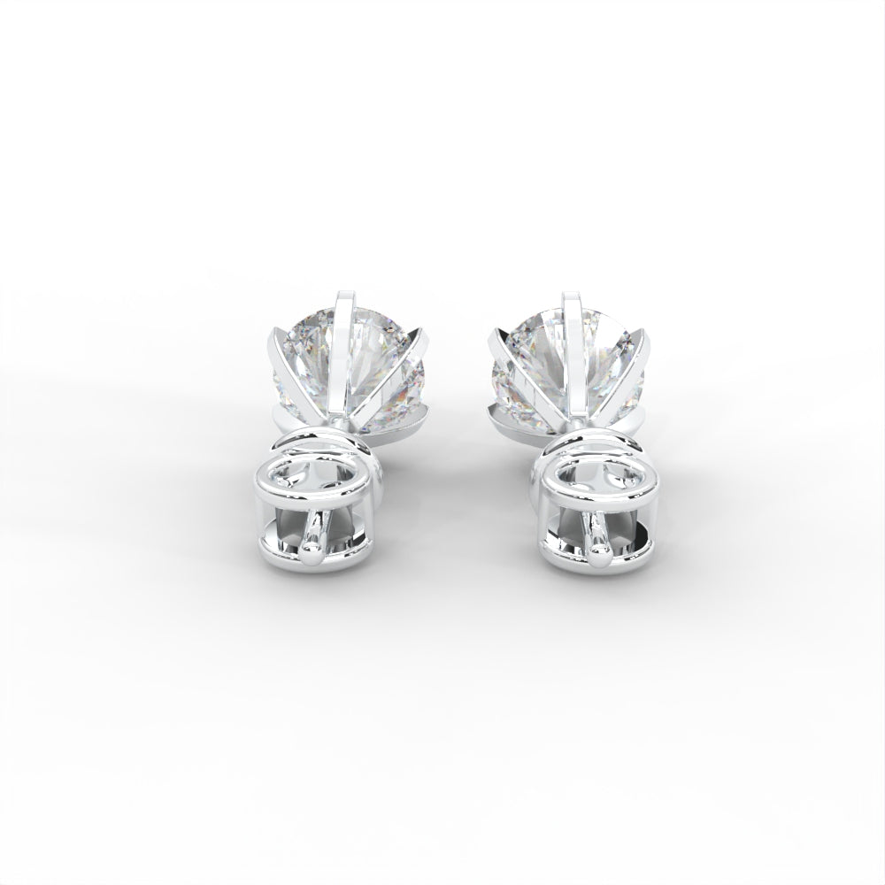 Round Moissanite Stud Earrings - 1 CARAT in 14K White Gold Plated