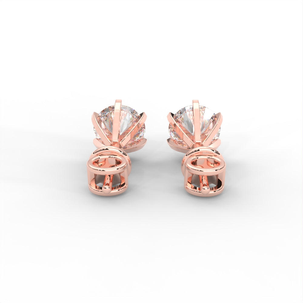 Round Moissanite Stud Earrings - 1 CARAT in 14K White Gold Plated