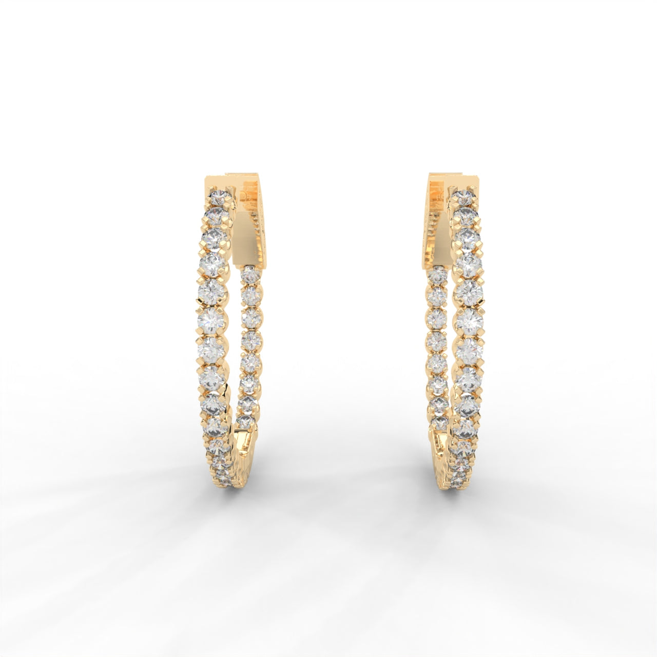 1 CARAT Round Moissanite Hoop Earrings in 14K White Gold Plated