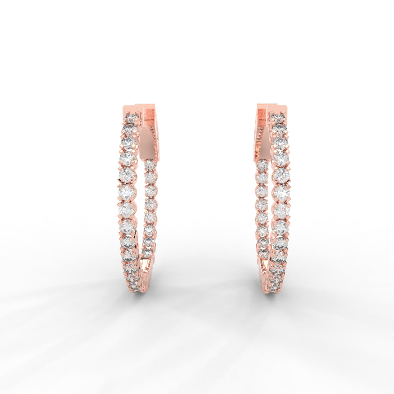 1 CARAT Round Moissanite Hoop Earrings in 14K White Gold Plated