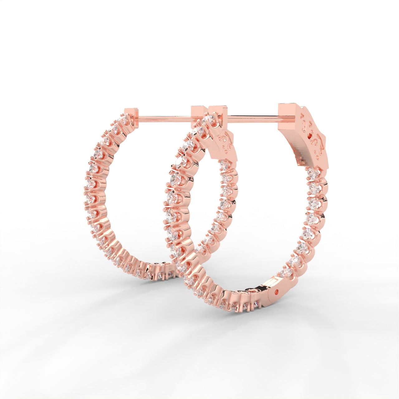 1 CARAT Round Moissanite Hoop Earrings in 14K White Gold Plated