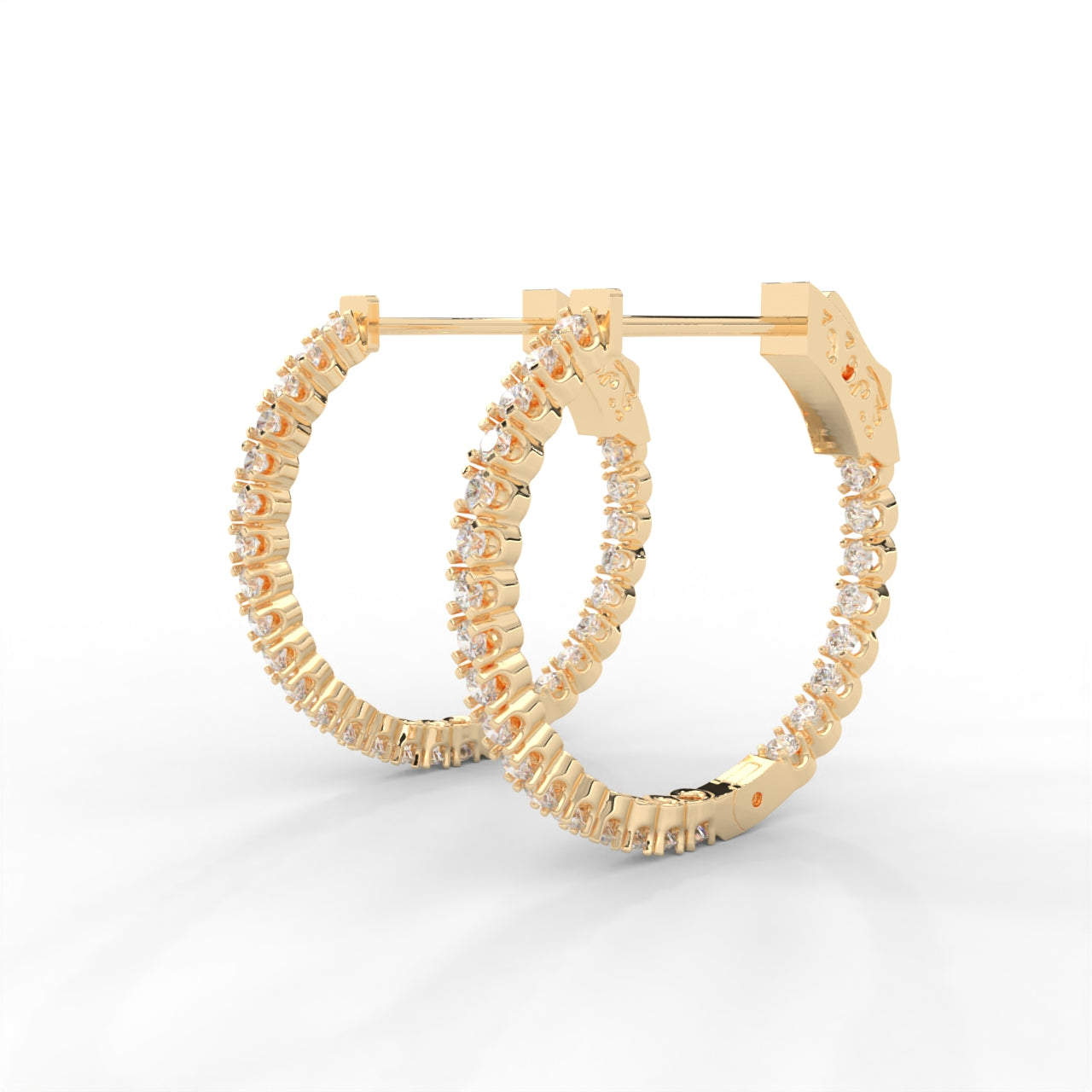 1 CARAT Round Moissanite Hoop Earrings in 14K White Gold Plated