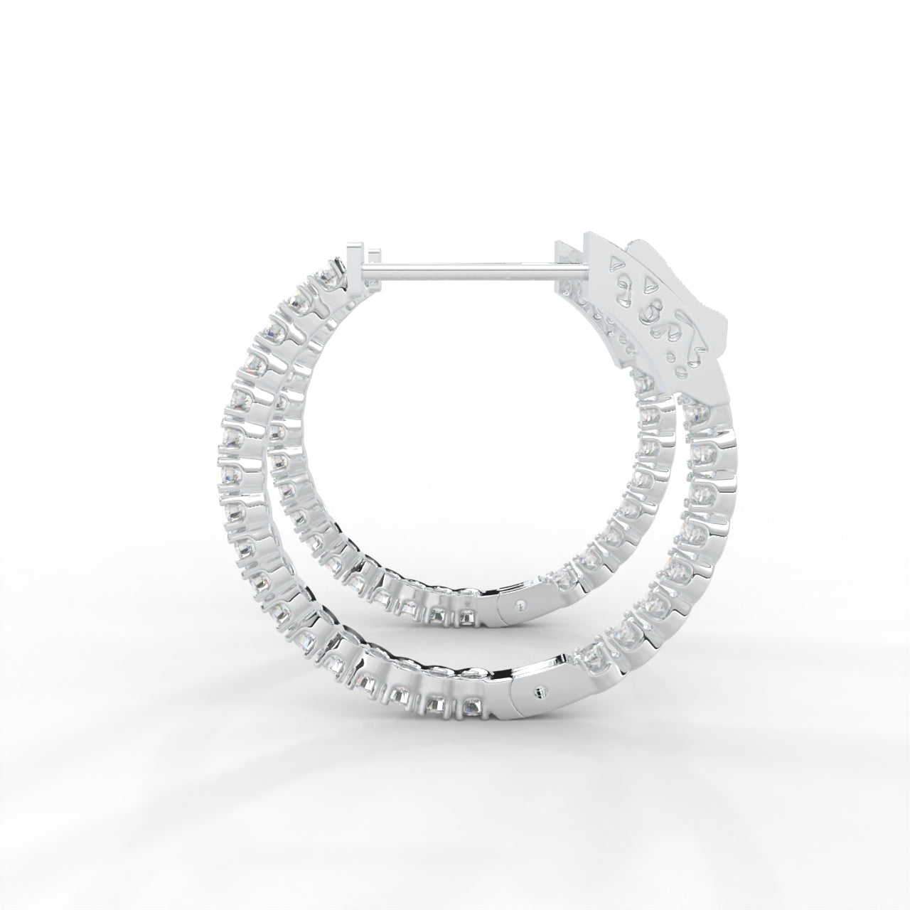 1 CARAT Round Moissanite Hoop Earrings in 14K White Gold Plated