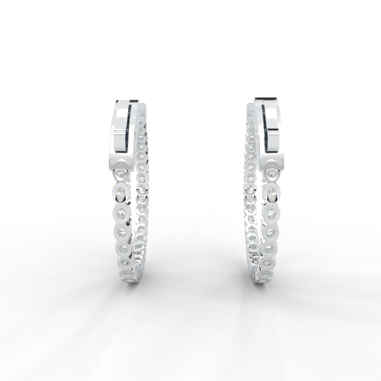 1 CARAT Round Moissanite Hoop Earrings in 14K White Gold Plated