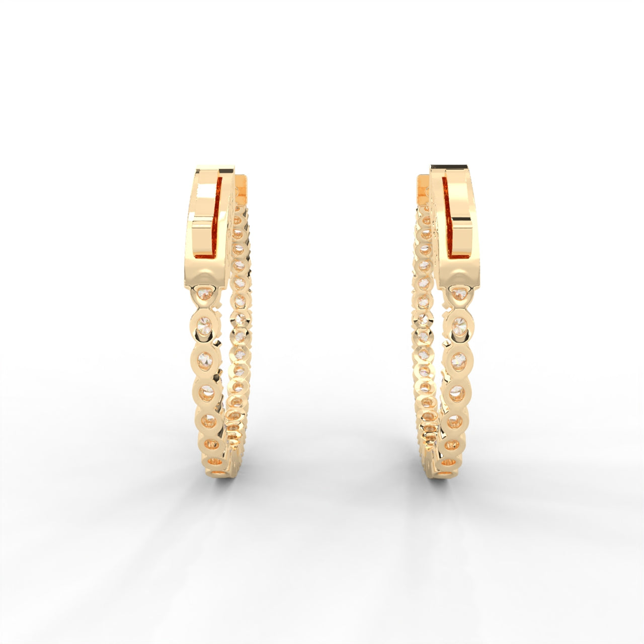 1 CARAT Round Moissanite Hoop Earrings in 14K White Gold Plated