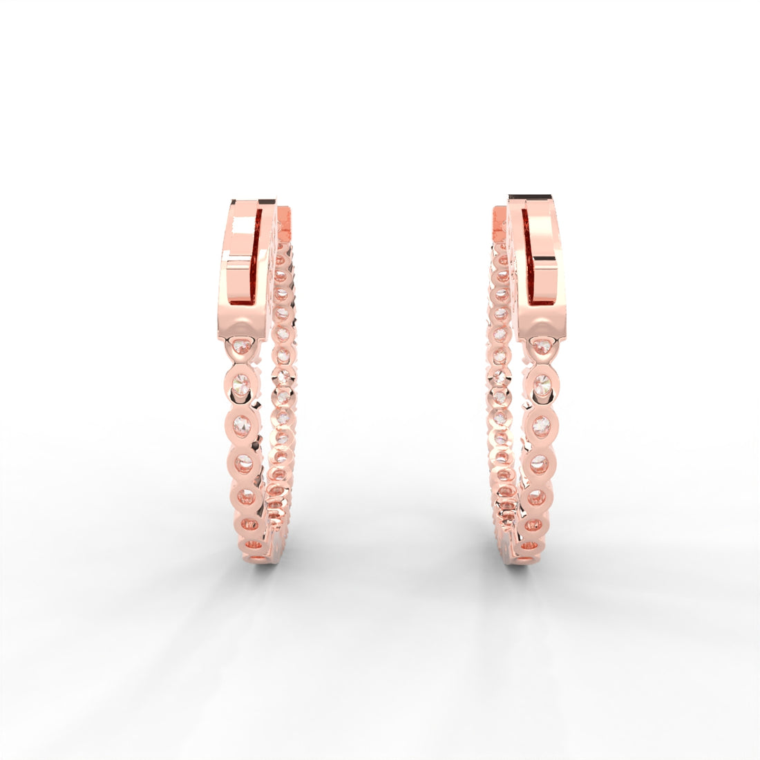 1 CARAT Round Moissanite Hoop Earrings in 14K White Gold Plated