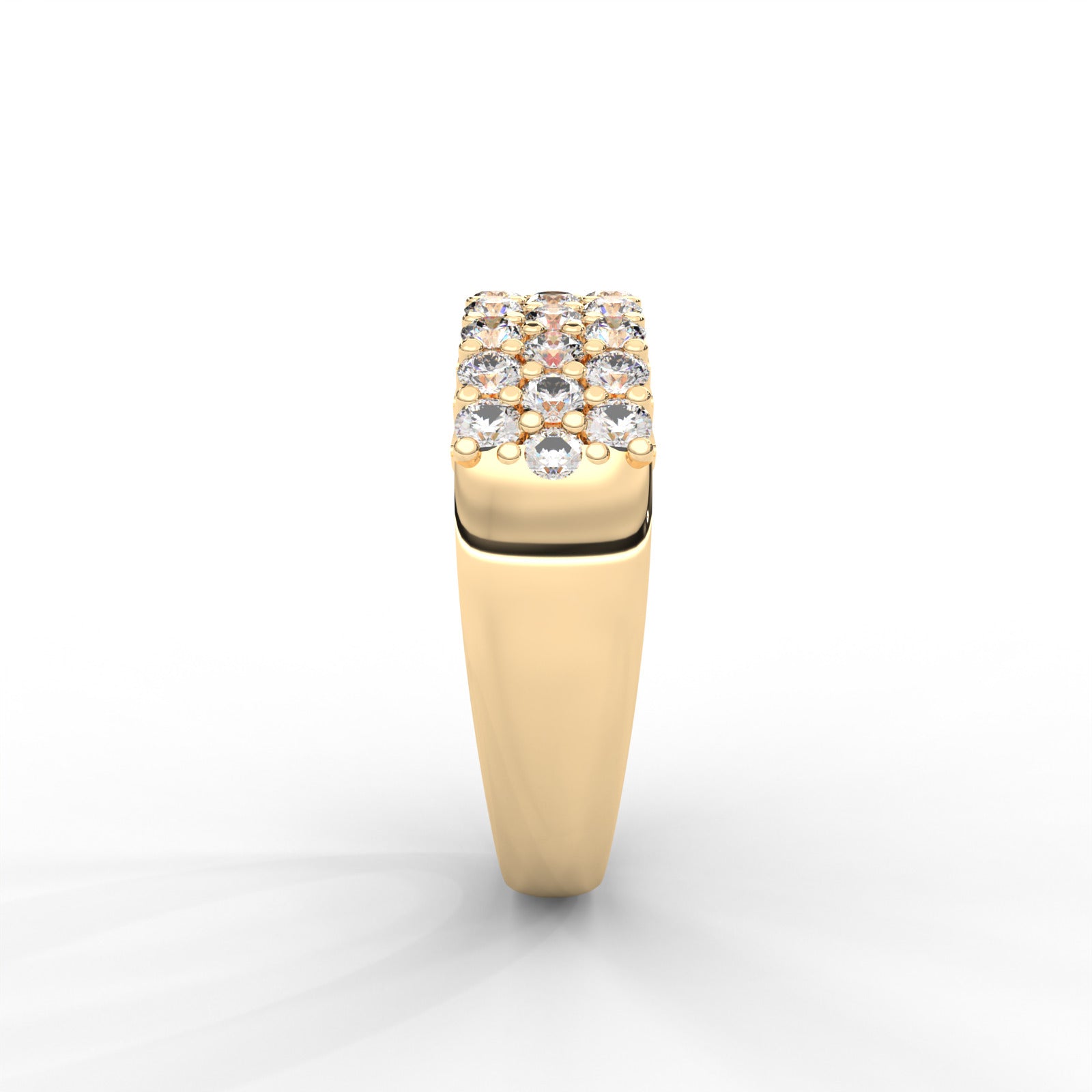 0.93 CARAT Round Moissanite Three Row Pave Anniversary Band in 14K Yellow Gold Plated