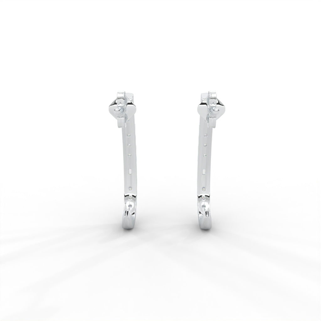 0.82 CARAT DEW Straight Baguette Moissanite J-Hoop Earrings in 14K Yellow Gold Plated