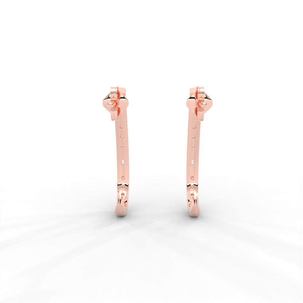 0.82 CARAT DEW Straight Baguette Moissanite J-Hoop Earrings in 14K Yellow Gold Plated