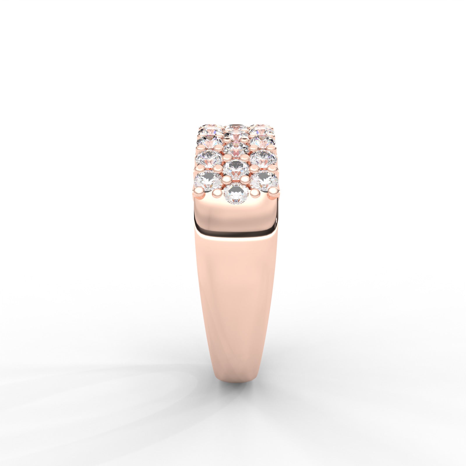 0.93 CARAT Round Moissanite Three Row Pave Anniversary Band in 14K Yellow Gold Plated