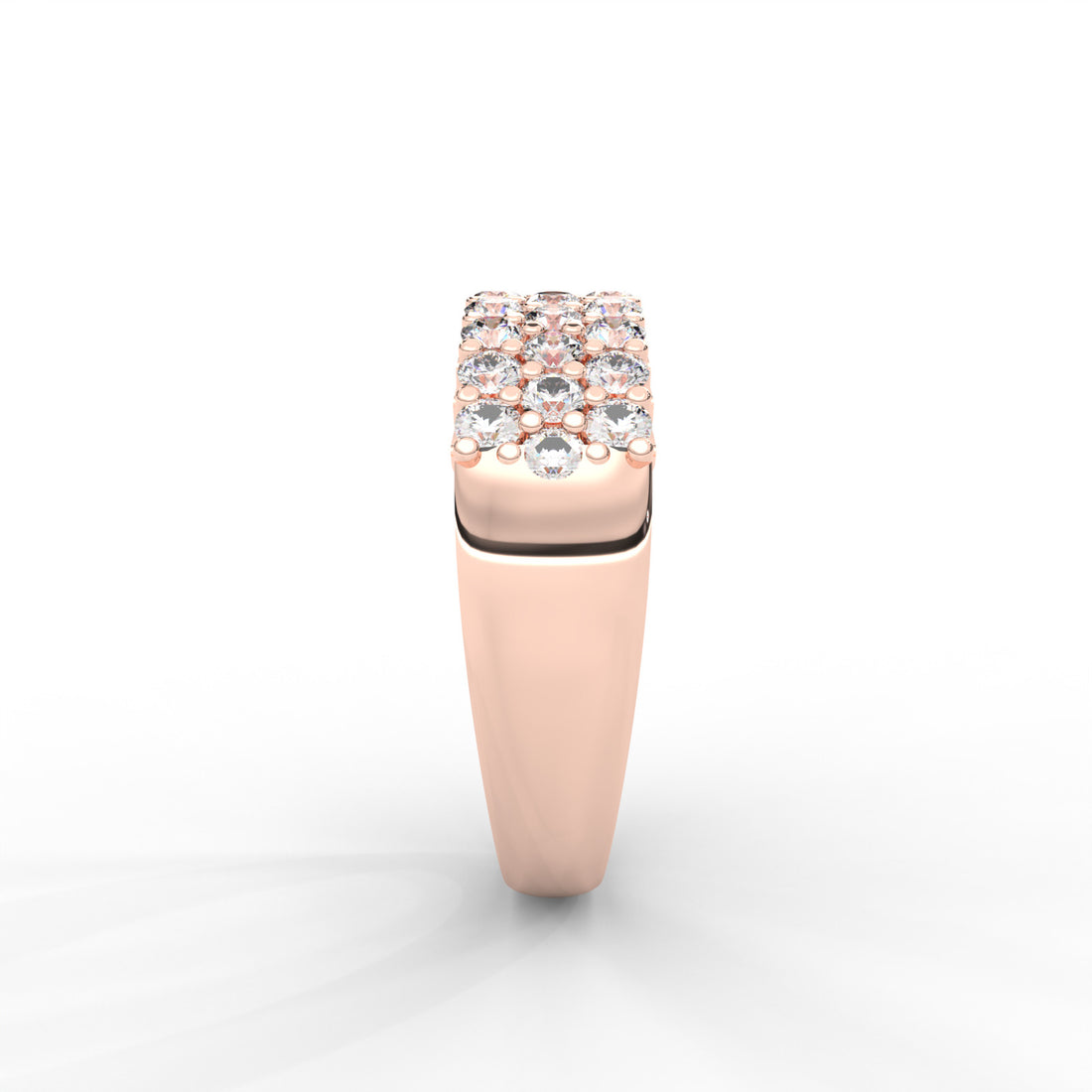 0.93 CARAT Round Moissanite Three Row Pave Anniversary Band in 14K Yellow Gold Plated