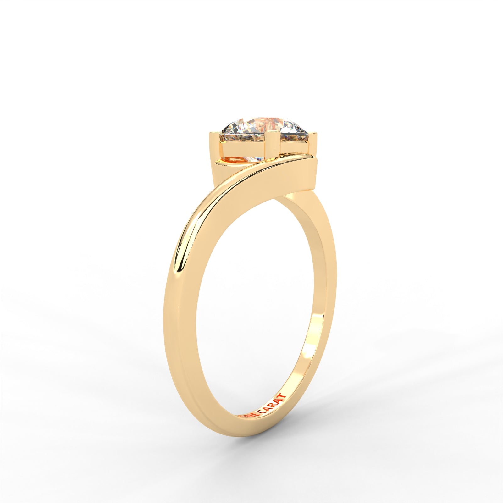 Moissanite Swirl Bypass Solitaire Ring - 1 CARAT 14K White Gold Plated