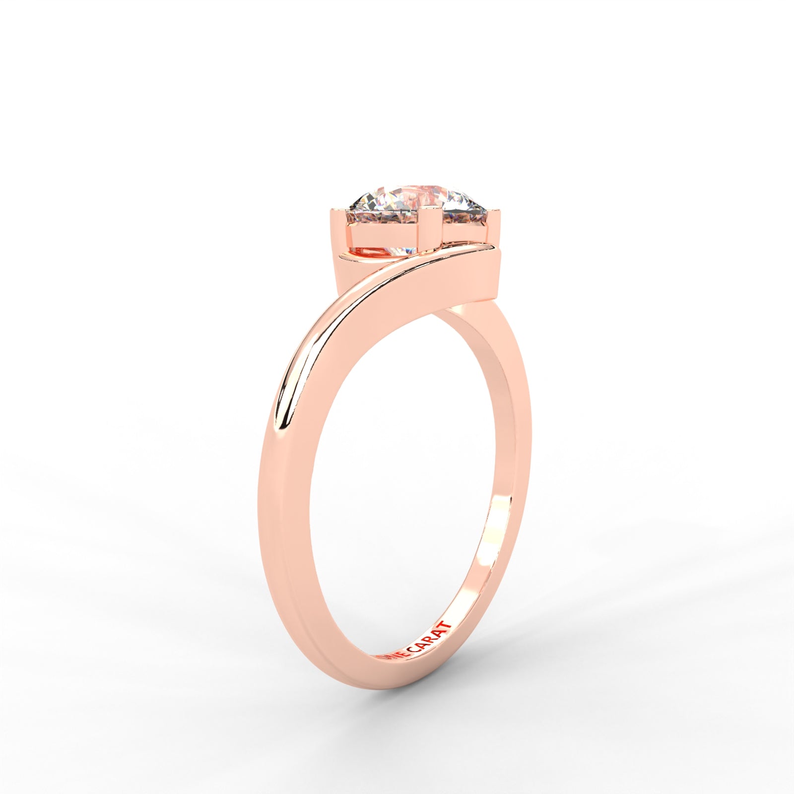 Moissanite Swirl Bypass Solitaire Ring - 1 CARAT 14K White Gold Plated