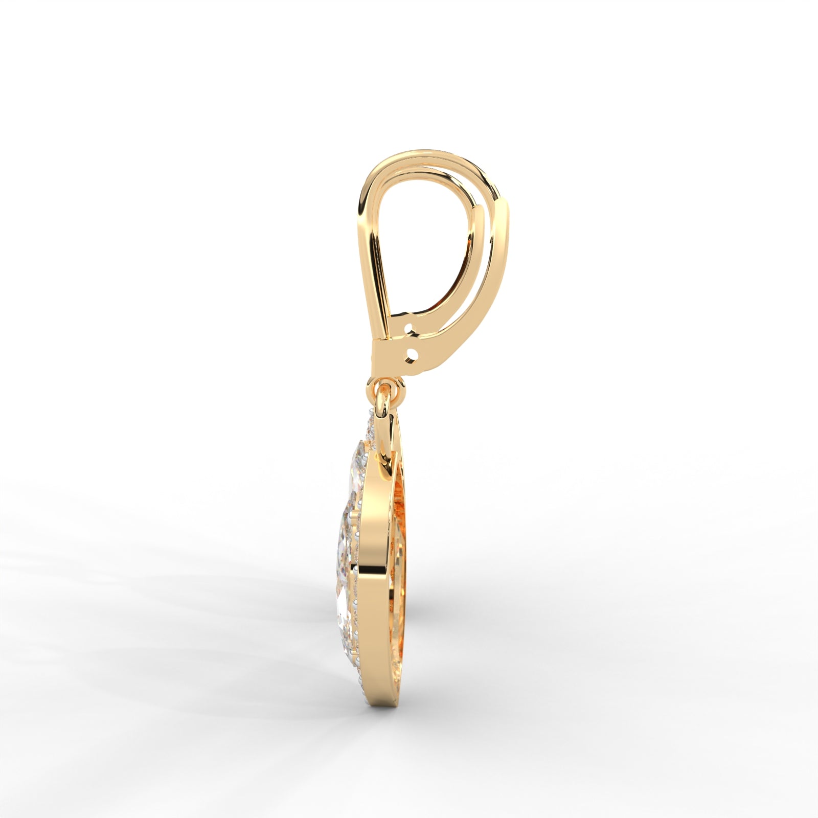 0.95 CARAT Marquise Moissanite Halo Drop Earrings in 14K White Gold Plated