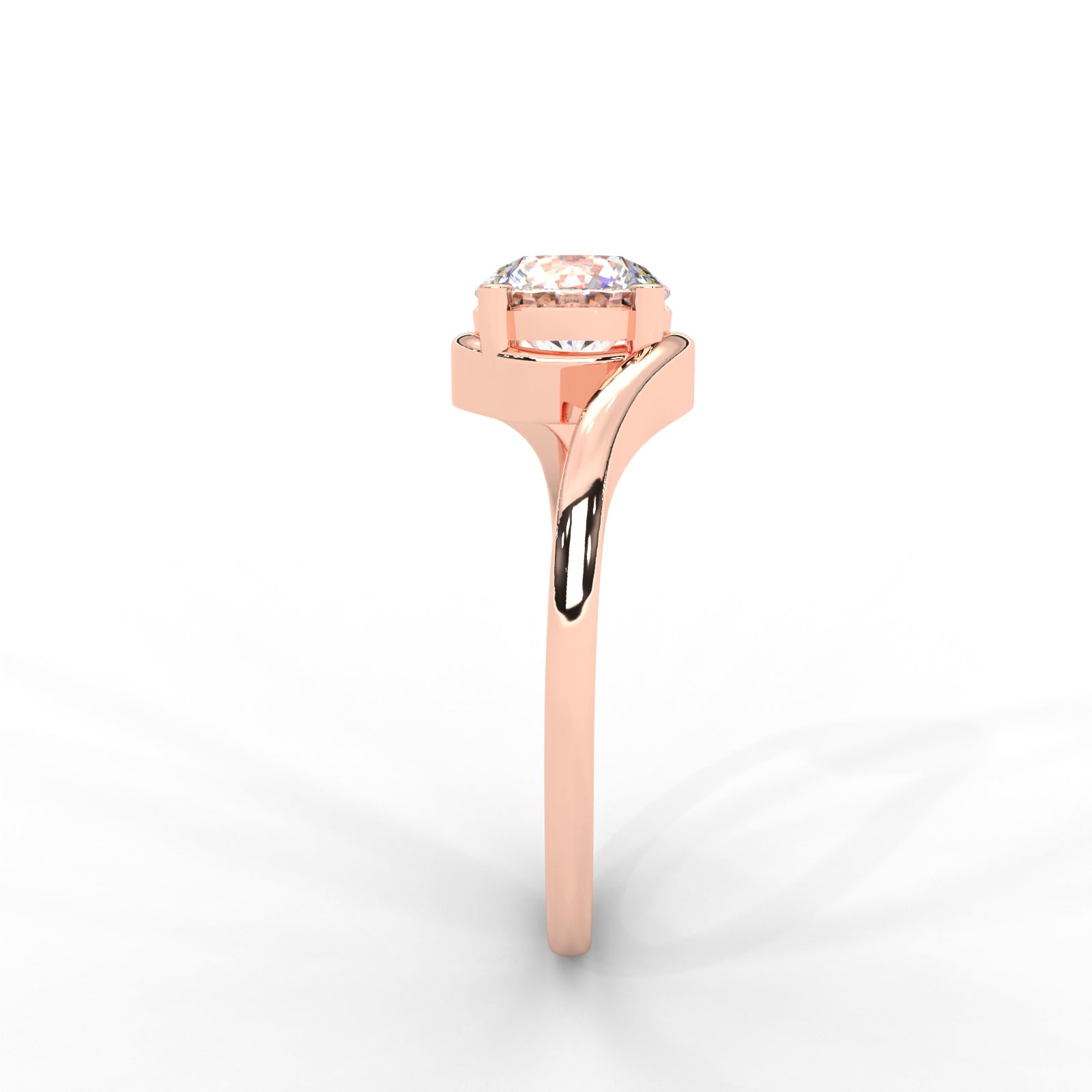 Moissanite Swirl Bypass Solitaire Ring - 1 CARAT 14K White Gold Plated