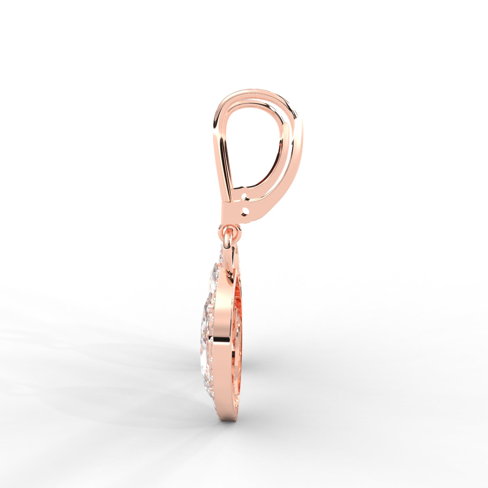 0.95 CARAT Marquise Moissanite Halo Drop Earrings in 14K White Gold Plated