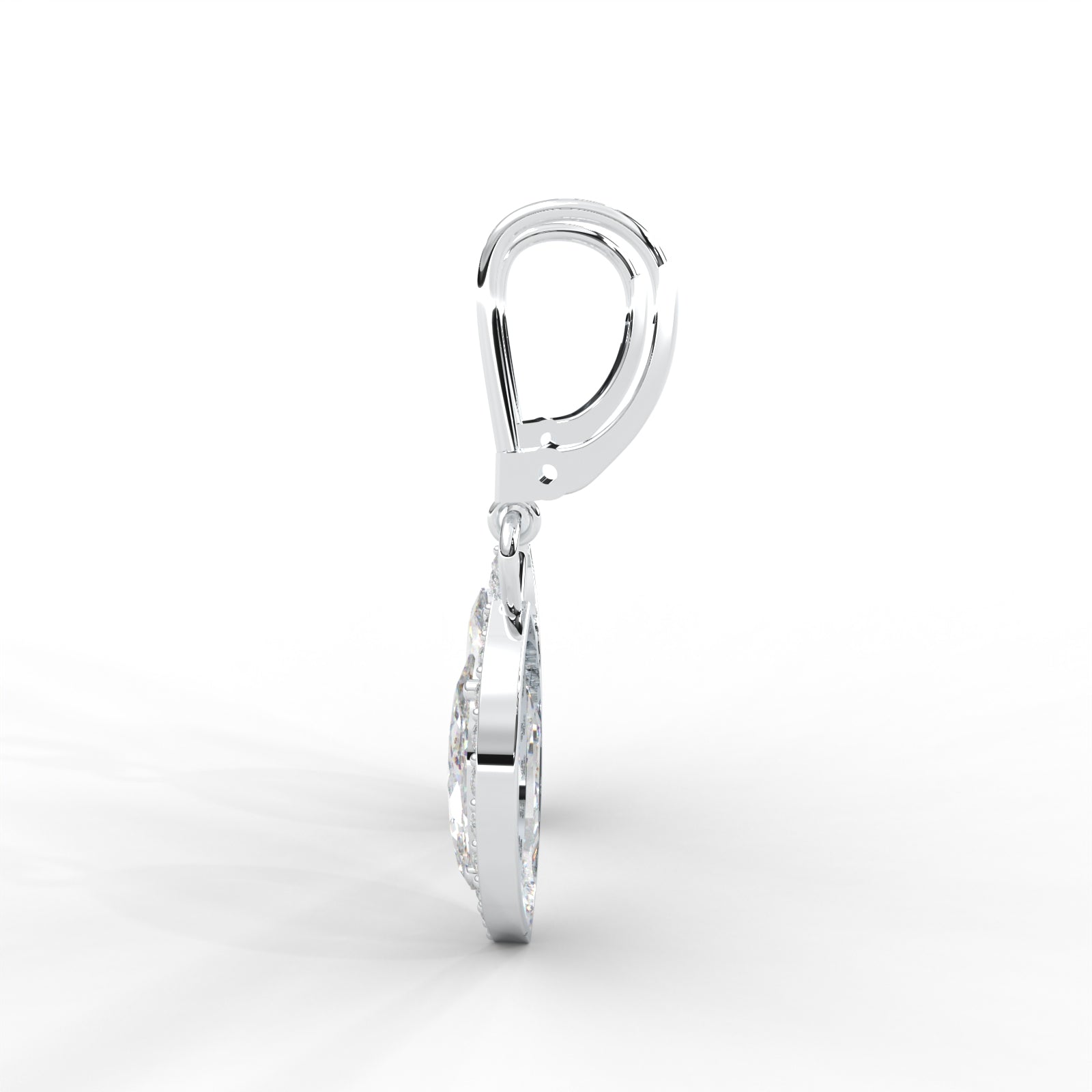 0.95 CARAT Marquise Moissanite Halo Drop Earrings in 14K White Gold Plated