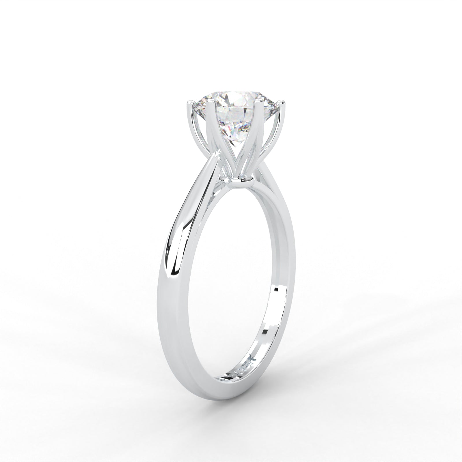 Round Moissanite Six Prong Solitaire Ring - 1.87 CTW in 14K White Gold Plated